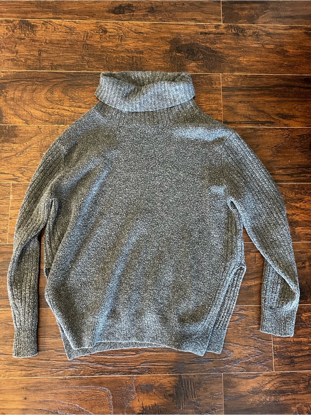 Topshop Gray Ribbed Turtleneck Sweater